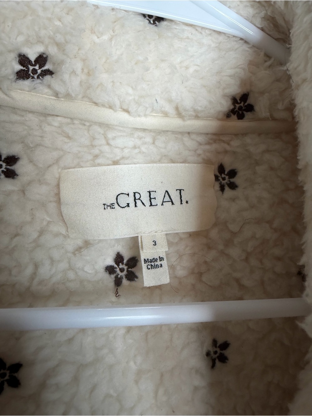 The Great. Cream White Blackbird Fleece Jacket Size L - Picture 7 of 10